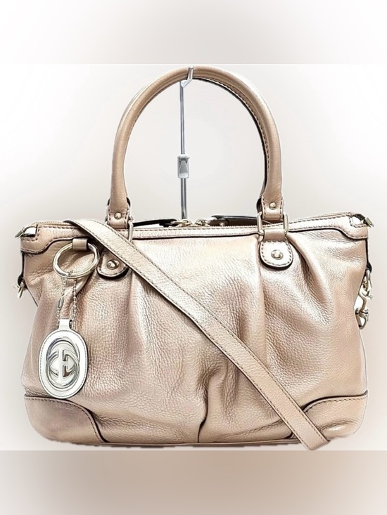 Gucci Handbags - Gucci Sukey Light Metallic Pink Leather Handbag with Crossbody Strap